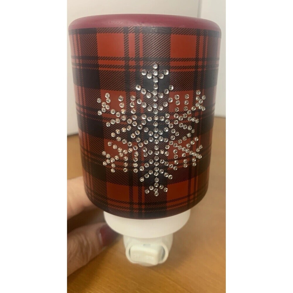 Scentsy Frosted Flannel Mini Wax Warmer Plug In Red Buffalo Plaid